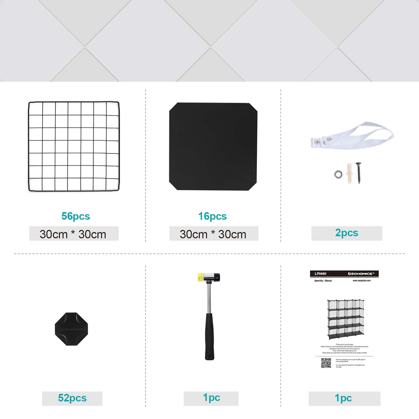 Metal Wire Cube Organizer - Metal - White - Modular Design with 16 Cubes