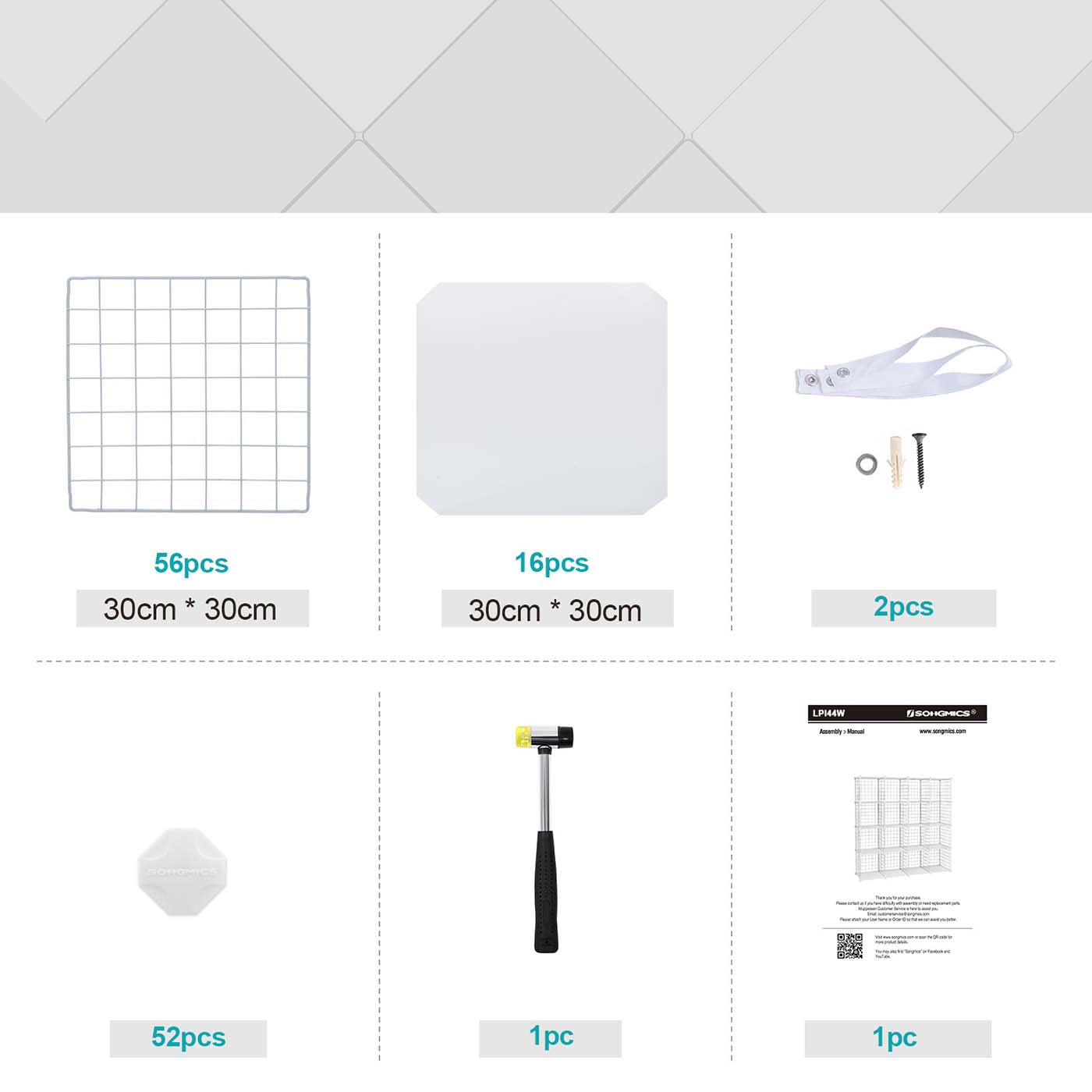 16 Cube Metal Wire Storage Organiser - White - Modular DIY Design