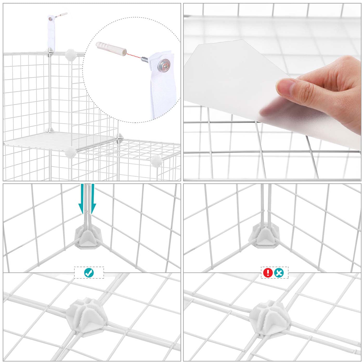 16 Cube Metal Wire Storage Organiser - White - Modular DIY Design