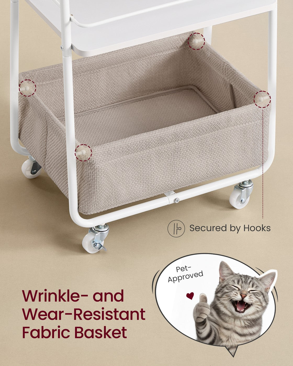 Storage Trolley - 30L - Particleboard - 3-Tier Rolling Design