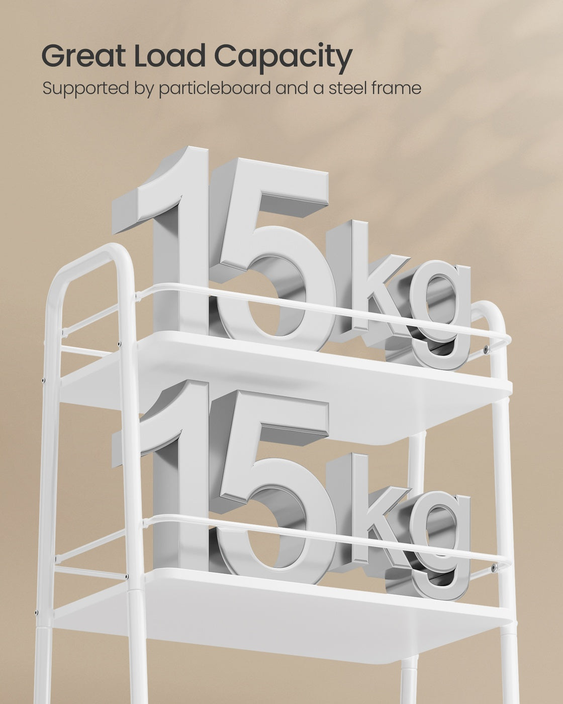 Storage Trolley - 30L - Particleboard - 3-Tier Rolling Design