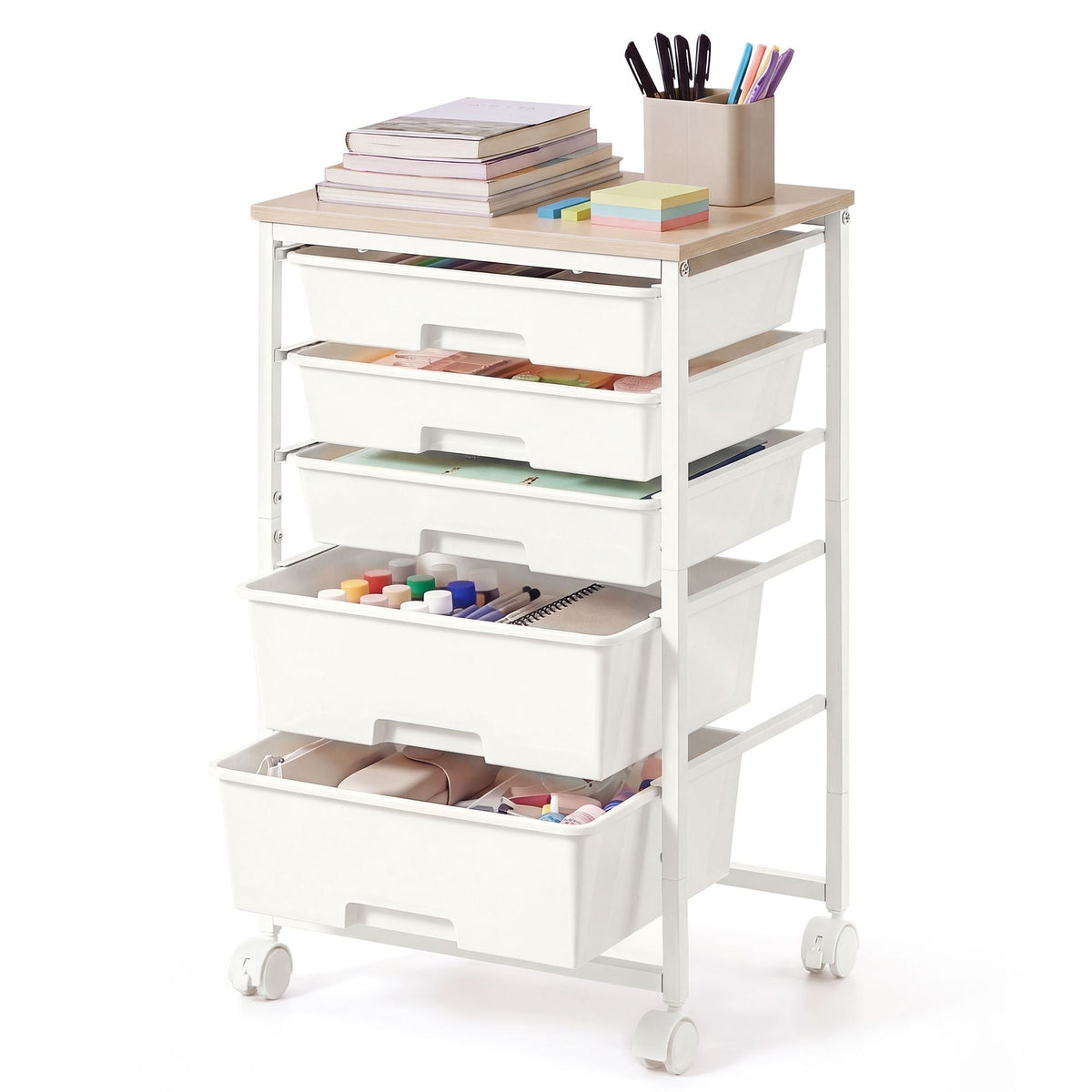 Storage Boxes - Foldable Fabric - Set - White - 39.5 x 28.5 x 63 cm
