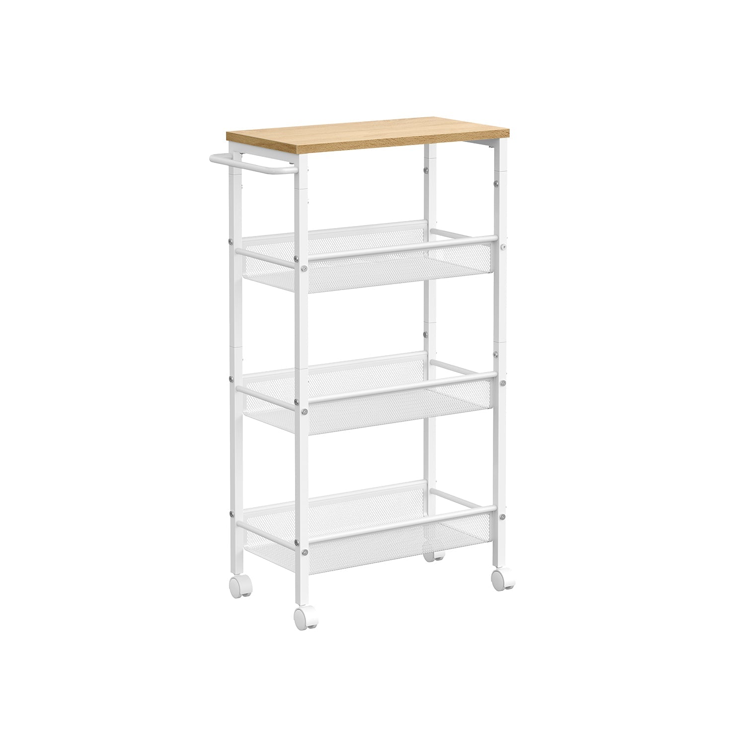 Kitchen Cart - Steel - Black - Space-Saving with Wheels and Handle