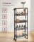 5-Shelf Trolley - Steel - Rustic Brown and Black - Space-Saving with Castors
