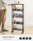 5-Shelf Trolley - Steel - Rustic Brown and Black - Space-Saving with Castors