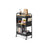 3-Tier Storage Trolley - Metal - Ink Black - Rolling Cart with Table Top and Removable Hanging Cups