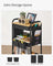3-Tier Storage Trolley - Metal - Ink Black - Rolling Cart with Table Top and Removable Hanging Cups