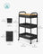 3-Tier Storage Trolley - Metal - Ink Black - Rolling Cart with Table Top and Removable Hanging Cups