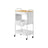 3-Tier Storage Trolley - Wood - Cloud White - Rolling Utility Cart with Table Top and Removable Hanging Cups