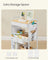 3-Tier Storage Trolley - Wood - Cloud White - Rolling Utility Cart with Table Top and Removable Hanging Cups