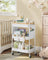 3-Tier Storage Trolley - Wood - Cloud White - Rolling Utility Cart with Table Top and Removable Hanging Cups