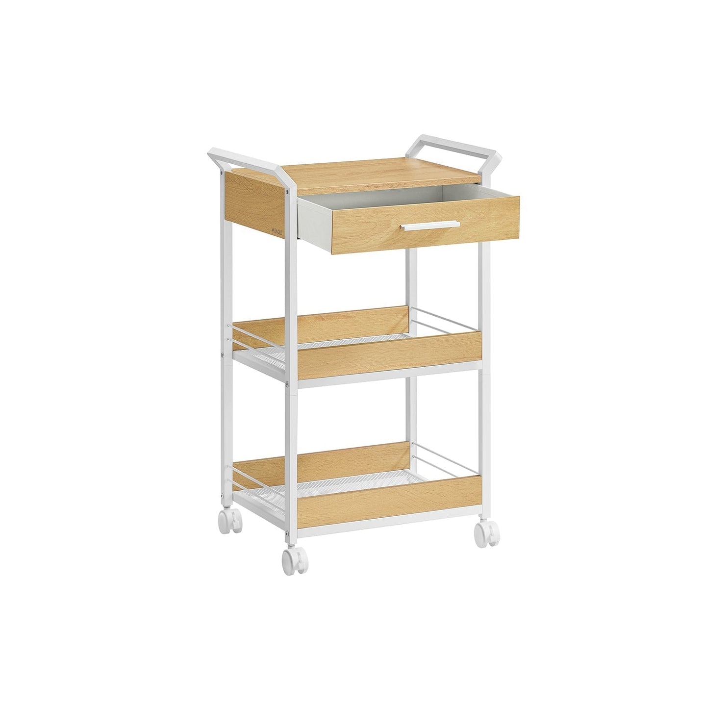 Rolling Storage Trolley - Metal - Rustic Brown - 4-Tier with Table Top and Lockable Castors