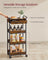 4-Tier Rolling Storage Trolley - Wood - Rustic Brown - Lockable Castors and Top Drawer