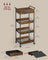 4-Tier Rolling Storage Trolley - Wood - Rustic Brown - Lockable Castors and Top Drawer