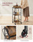 3-Tier Kitchen Serving Cart - Wood - Rustic Brown and Black - Removable Tray and Storage with Wheels