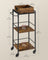 3-Tier Kitchen Serving Cart - Wood - Rustic Brown and Black - Removable Tray and Storage with Wheels