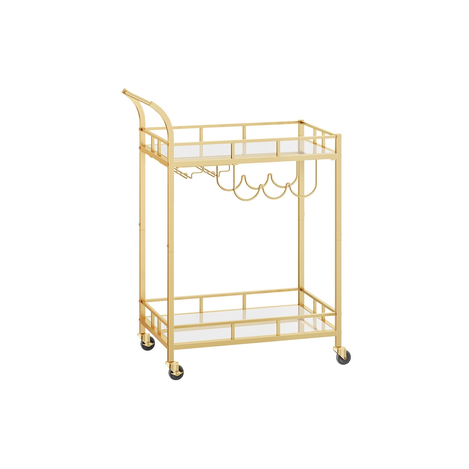 Drinks Trolley - 2 Mirrored Shelves - Gold - Metallic