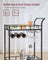 Drinks Trolley - Metal - Ink Black - 2 Mirrored Shelves with Wine and Glass Holders