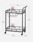 Drinks Trolley - Metal - Ink Black - 2 Mirrored Shelves with Wine and Glass Holders