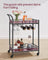 Drinks Trolley - Metal - Ink Black - 2 Mirrored Shelves with Wine and Glass Holders