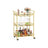 Drinks Trolley - Metal - Gold - 3-Tier with Wheels and Handles
