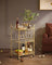 Drinks Trolley - Metal - Gold - 3-Tier with Wheels and Handles