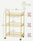 Drinks Trolley - Metal - Gold - 3-Tier with Wheels and Handles