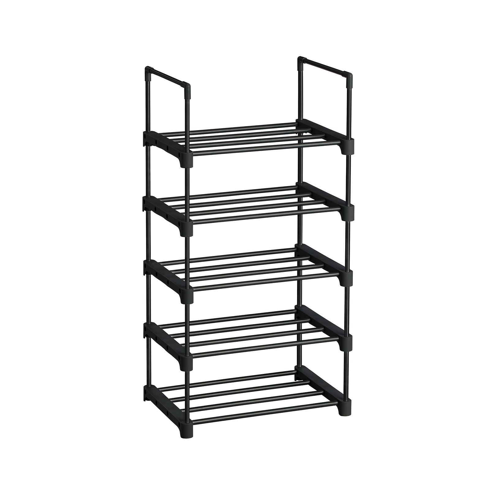 5-Tier Shoe Rack - Metal - Black - Stackable Space-Saving Organizer