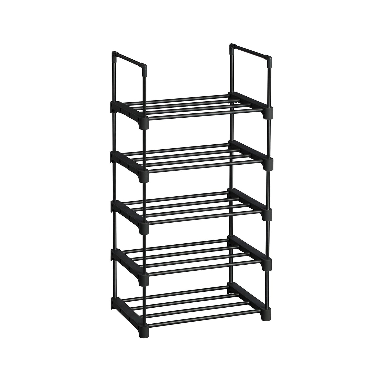 5-Tier Shoe Rack - Metal - Black - Stackable Space-Saving Organizer