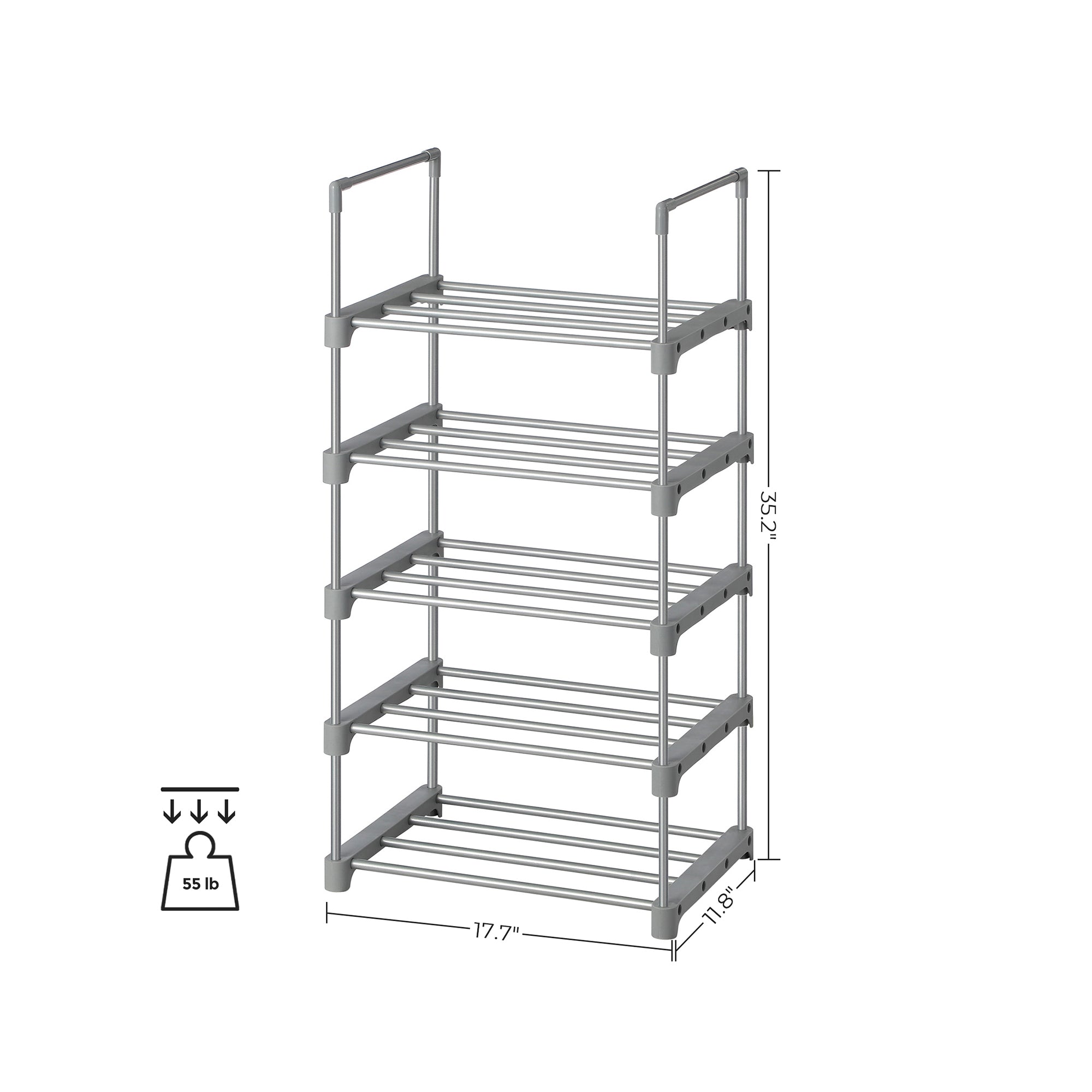 5-Tier Shoe Rack - Metal - Black - Safety First