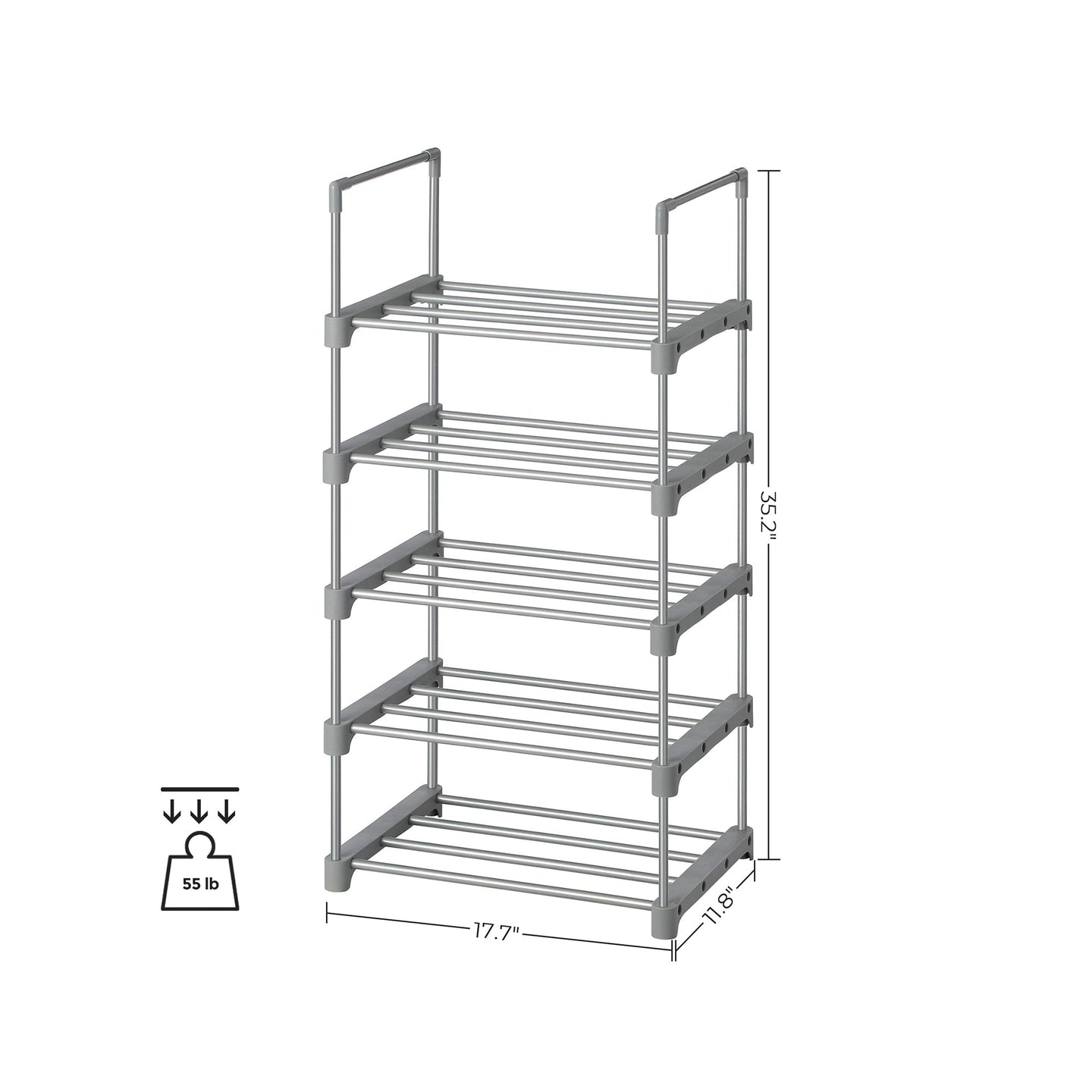 5-Tier Shoe Rack - Metal - Black - Safety First