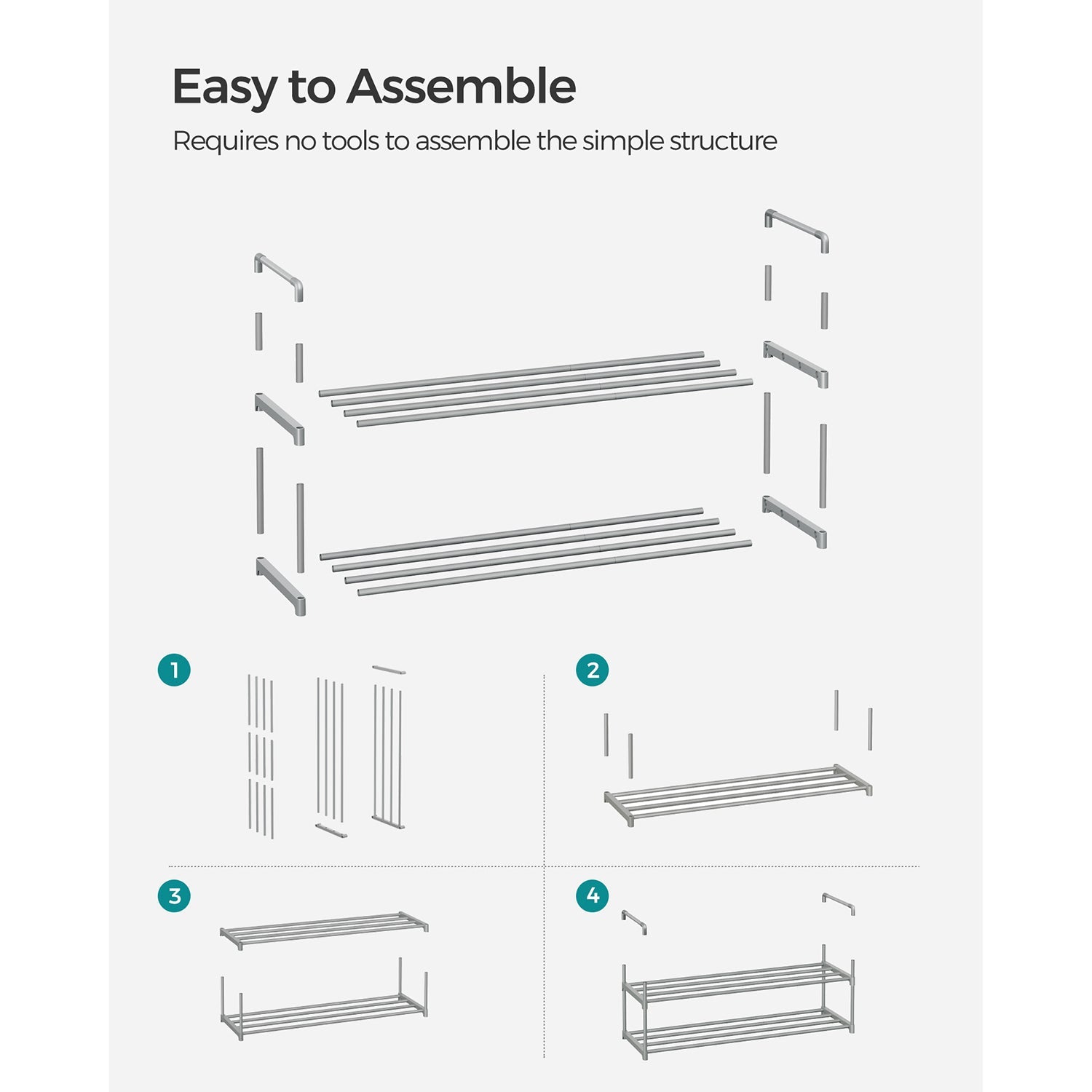 2-Tier Shoe Rack - Metal - Black - Holds Up to 10 Pairs of Shoes