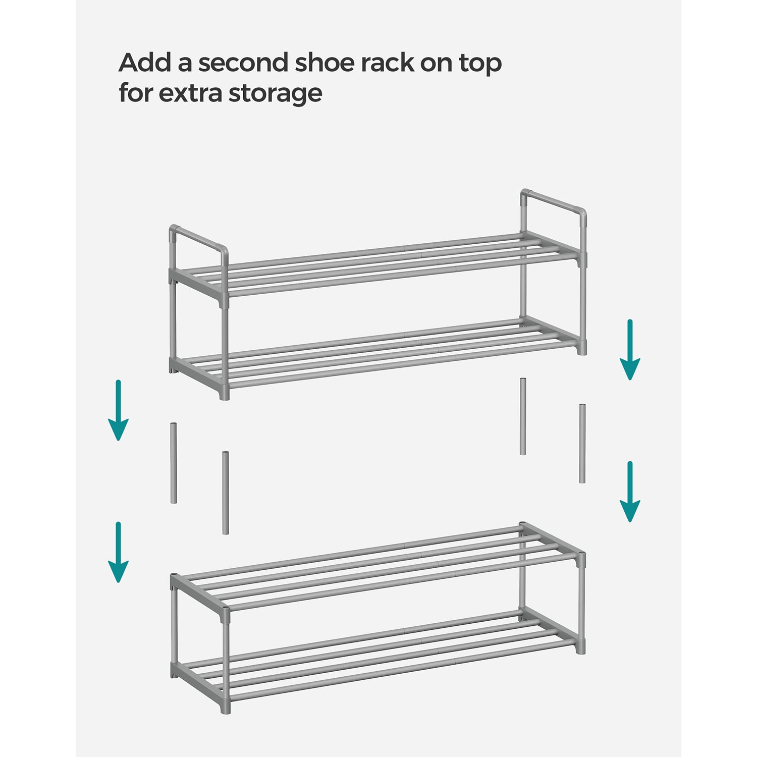 2-Tier Shoe Rack - Metal - Black - Holds Up to 10 Pairs of Shoes