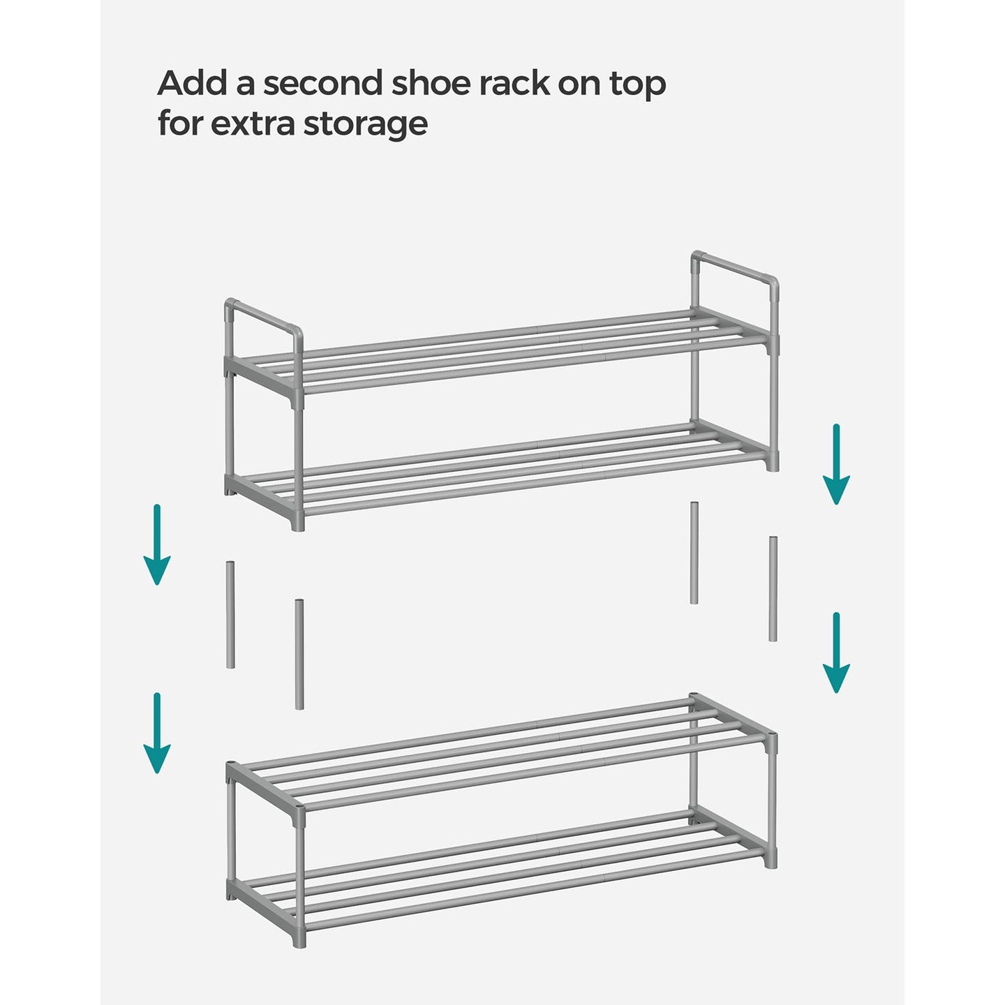 2-Tier Shoe Rack - Metal - Black - Holds Up to 10 Pairs of Shoes