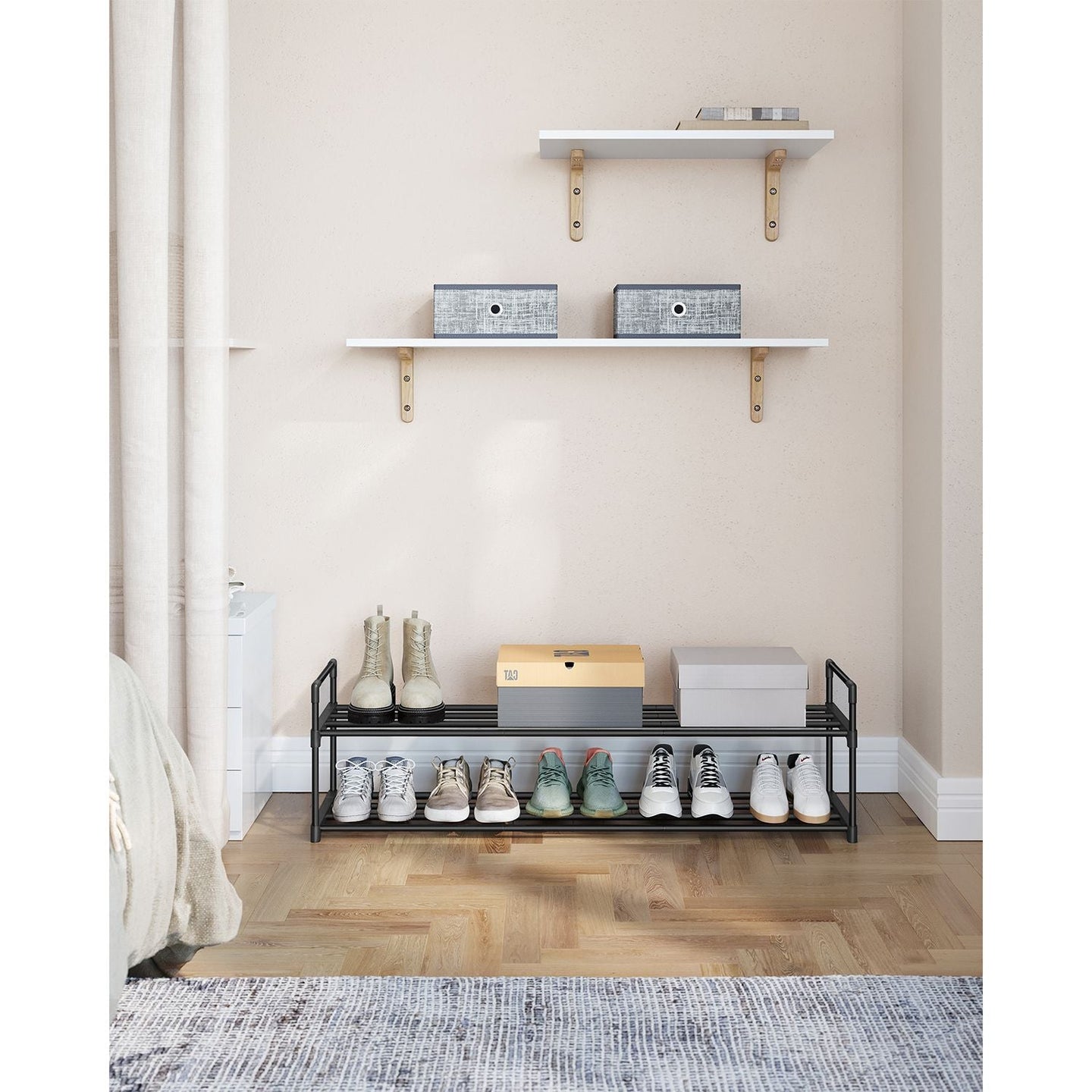 2-Tier Shoe Rack - Metal - Black - Holds Up to 10 Pairs of Shoes