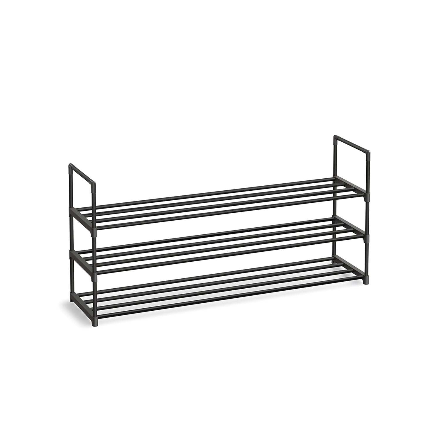3-Tier Iron Shoe Rack - Black