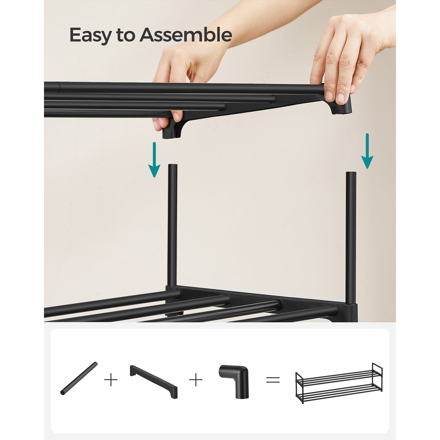 3-Tier Iron Shoe Rack - Black
