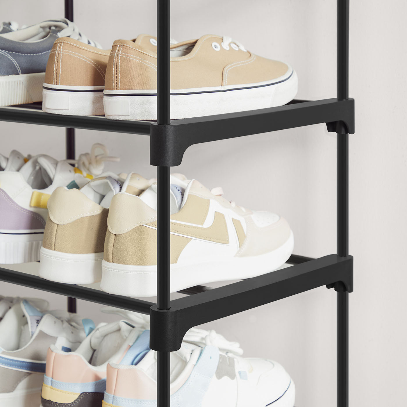 10-Tier Metal Shoe Rack - Holds Up to 50 Pairs - Black