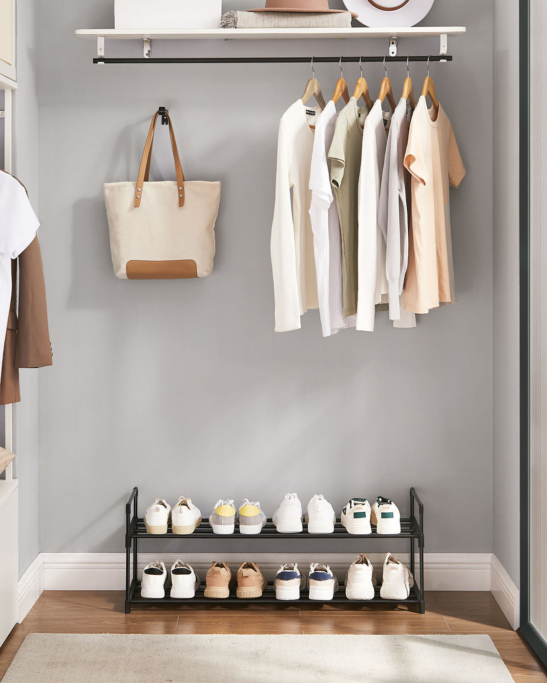 2-Tier Shoe Rack - Metal - Black - Holds Up to 10 Pairs of Shoes