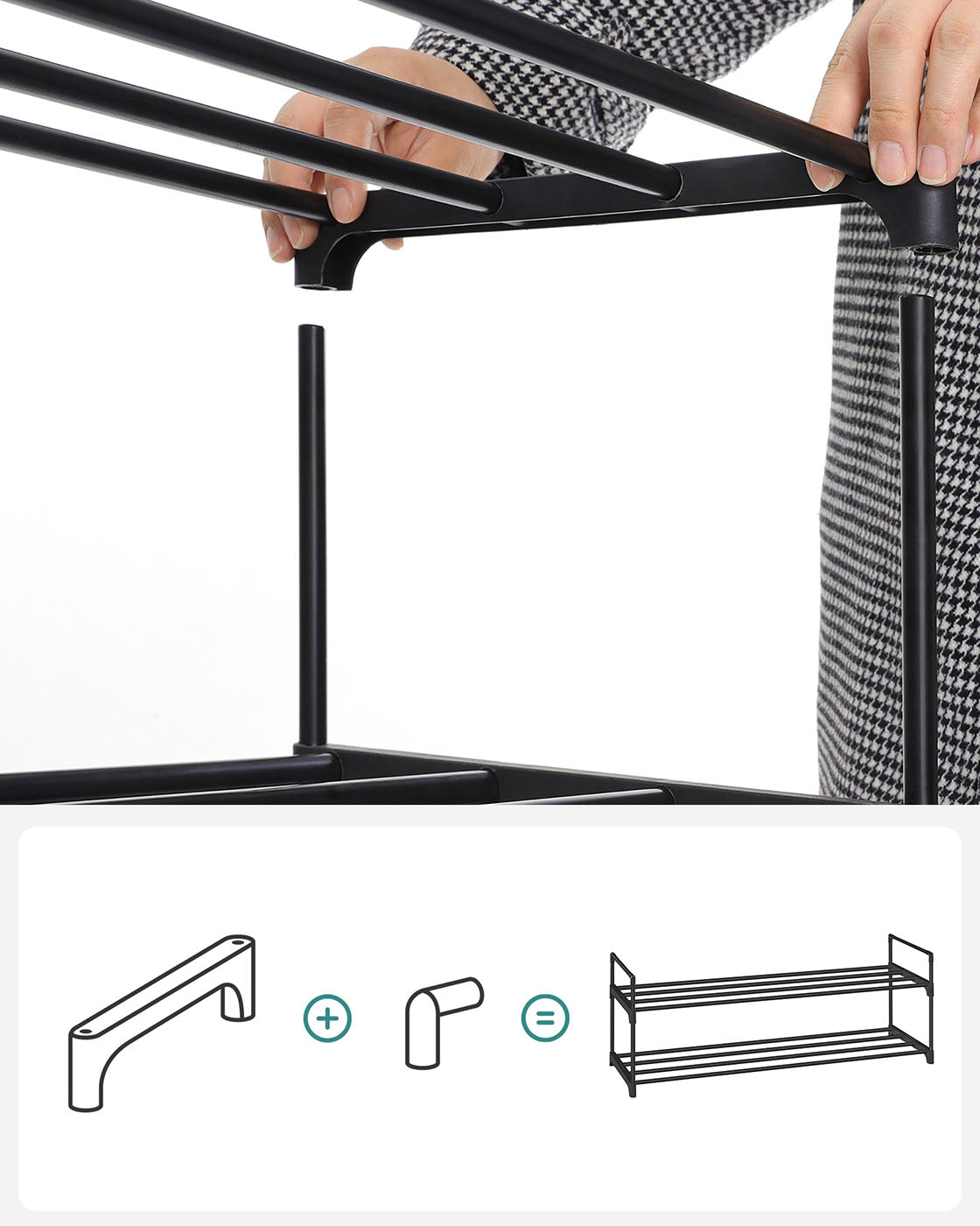 2-Tier Shoe Rack - Metal - Black - Holds Up to 10 Pairs of Shoes