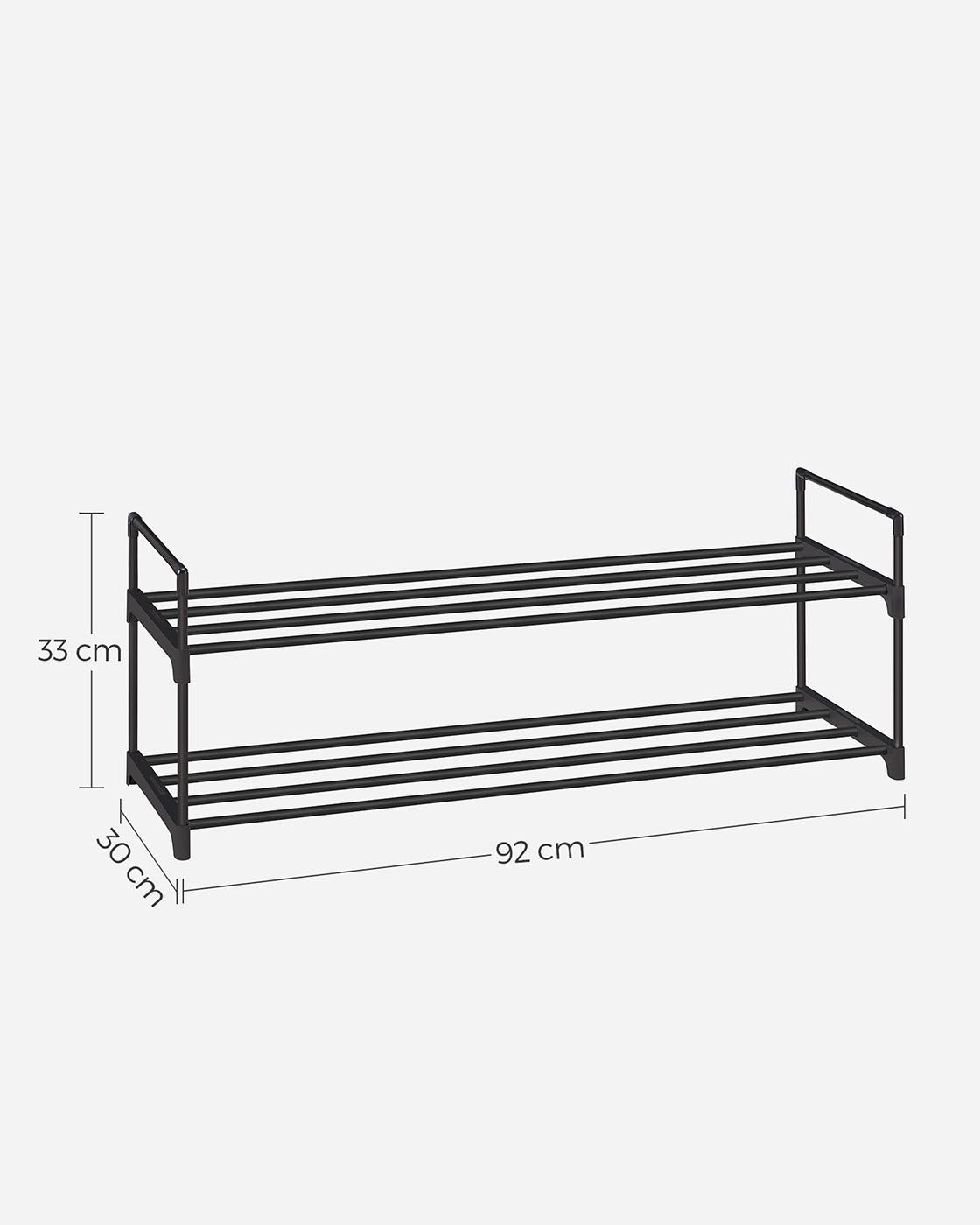 2-Tier Shoe Rack - Metal - Black - Holds Up to 10 Pairs of Shoes