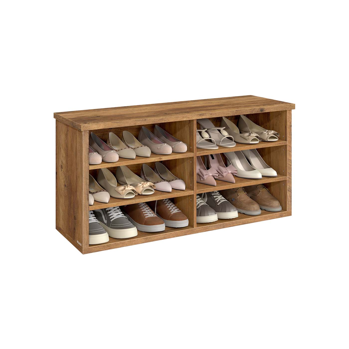 Shoe Storage Bench - Engineered Wood - Honey Brown - Adjustable Shelves