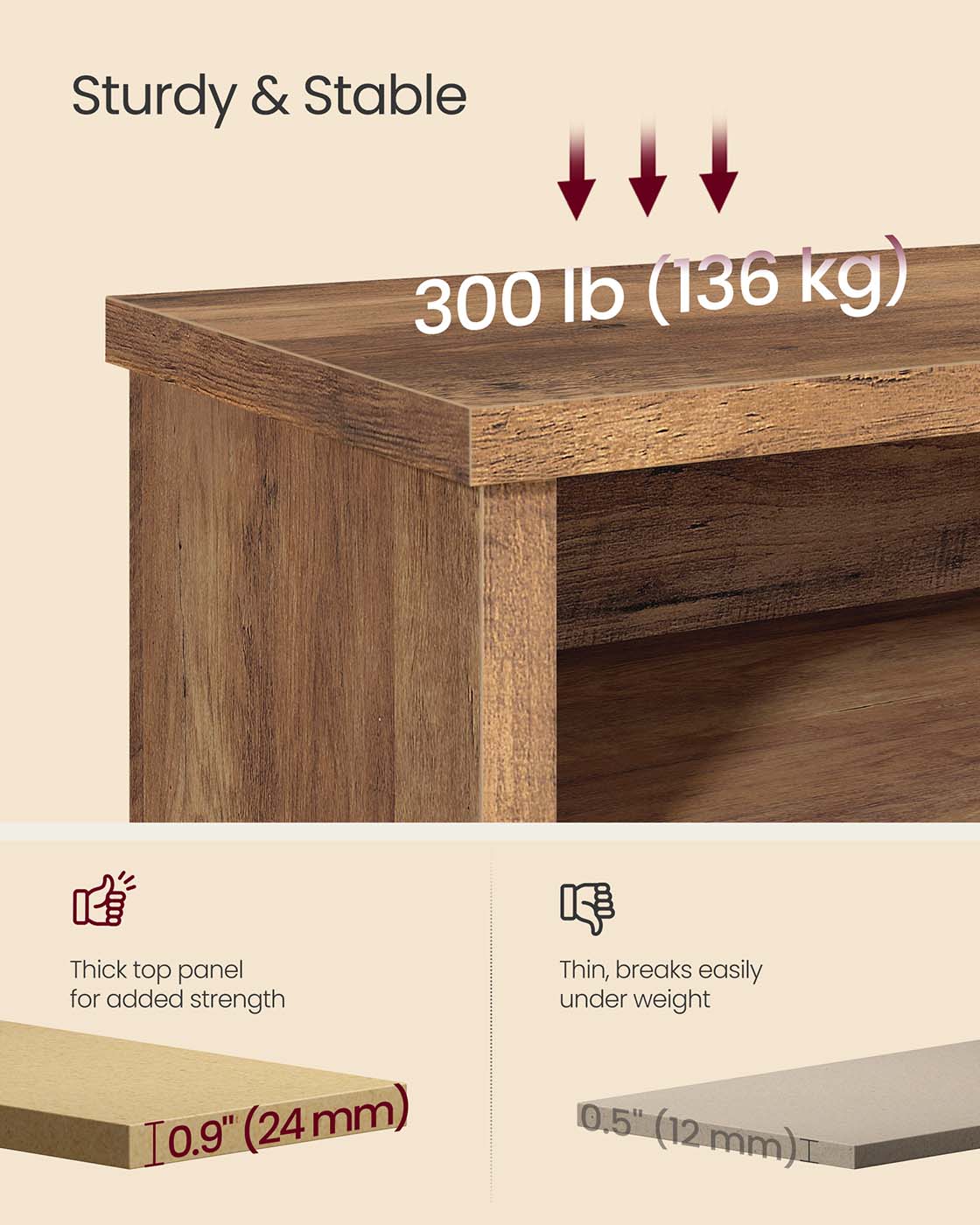 Shoe Storage Bench - Engineered Wood - Honey Brown - Adjustable Shelves