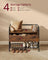 Shoe Storage Bench - Steel Frame - Rustic Brown
