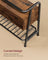 Shoe Storage Bench - Steel Frame - Rustic Brown