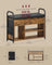 Shoe Storage Bench - Wood - Rustic Brown - Inner Storage with PU Pockets and Handles