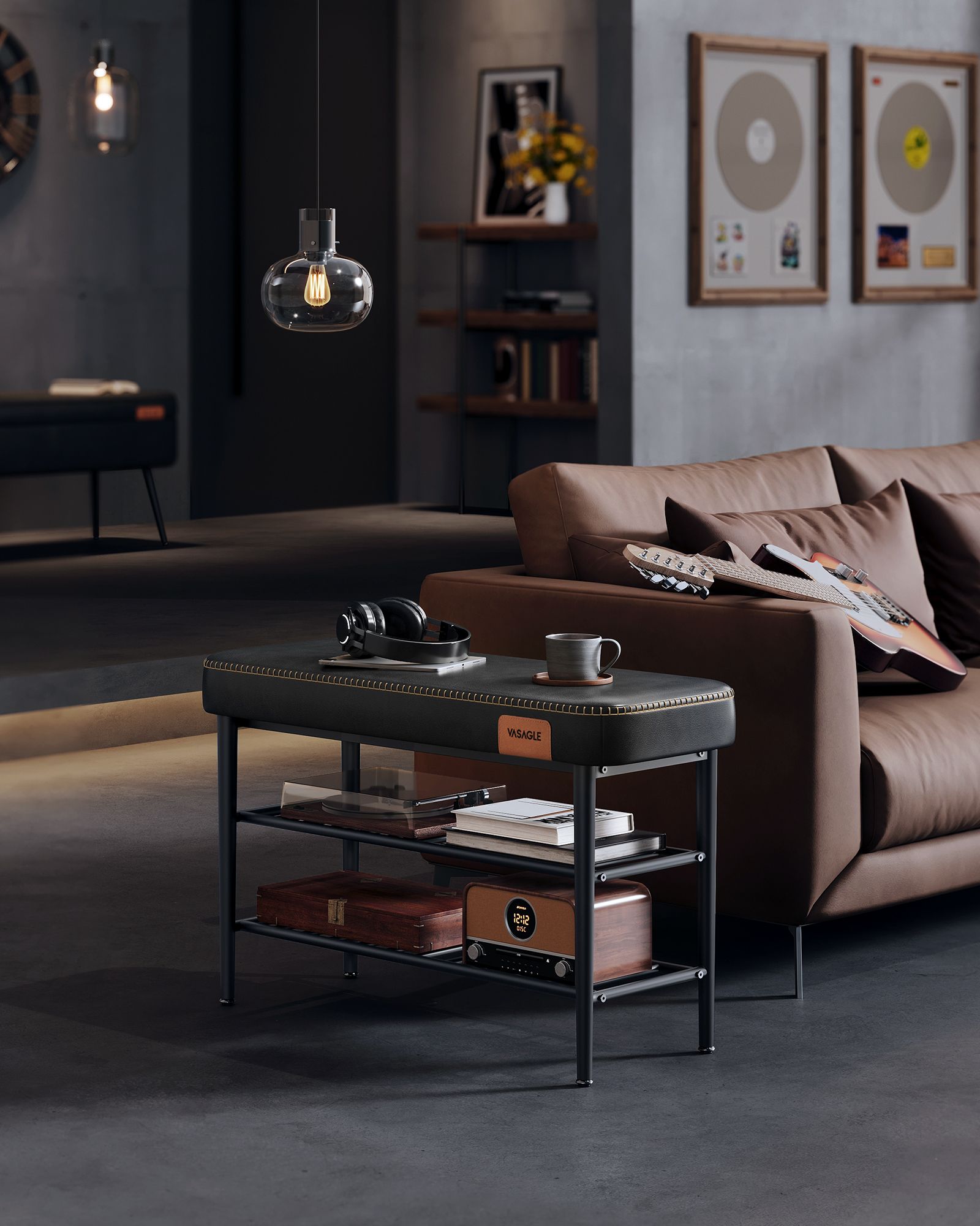 Shoe Bench - Synthetic Leather - Ink Black