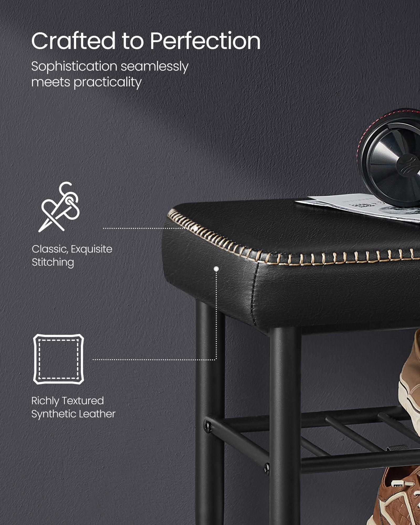 Shoe Bench - Synthetic Leather - Ink Black