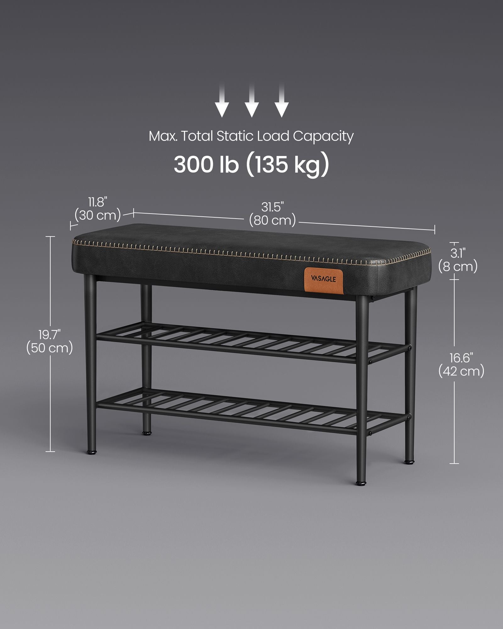 Shoe Bench - Synthetic Leather - Ink Black