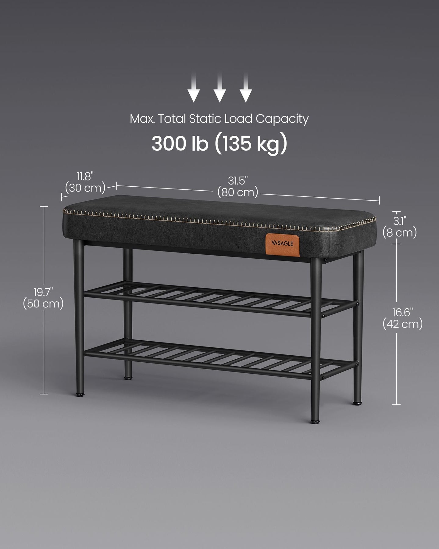 Shoe Bench - Synthetic Leather - Ink Black